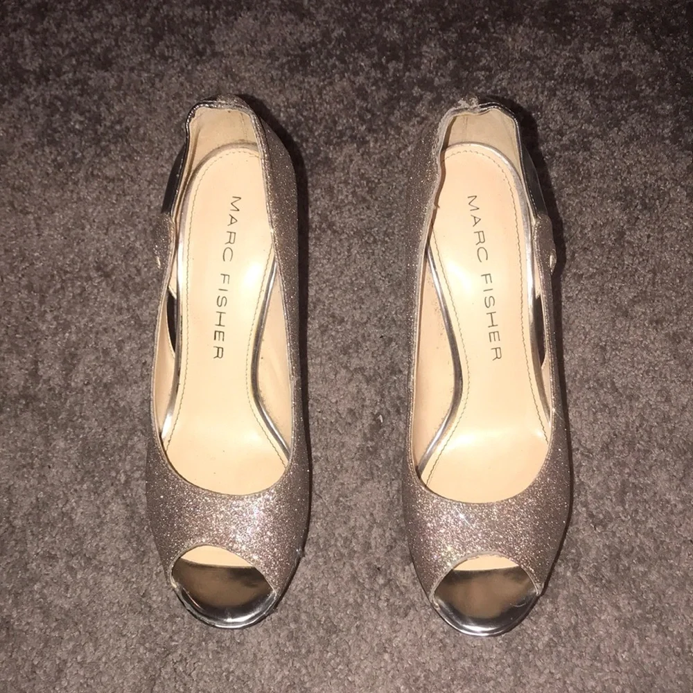 Marc Fisher glittery peep toe heels